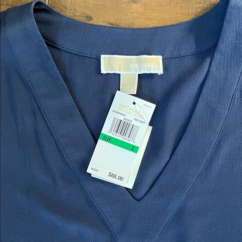 MICHAEL Michael Kors Navy Blouse with Flared Sleeves - Picture 3 of 3